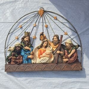 Nativity Wall Hanging - Colorful Resin Holy Family and Magi